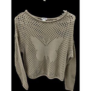 NWOT Rue 21 Crochet Open Weave Pullover Sweater Butterfly Beige- Sz Small